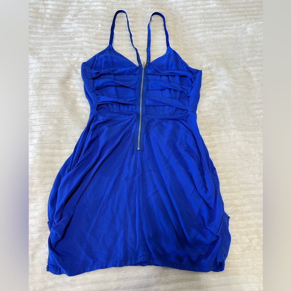 Blue Cut-Out Back Dress with Zip